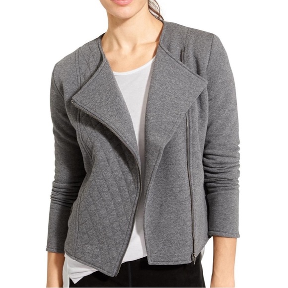 Athleta Jackets & Blazers - Athleta Asymmetrical Zip Moto Style Quilted Jacket Dark Gray Large